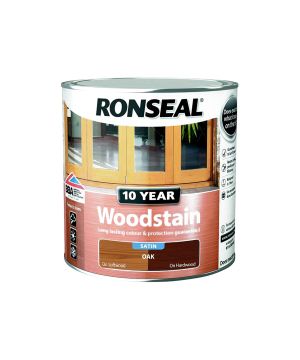 Ronseal 10 Year Woodstain - Oak Satin 750ml exterior wood paint