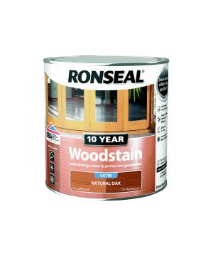 Ronseal 10 Year Woodstain Natural Oak Satin 750ml exterior wood stain tin