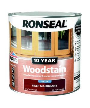 Ronseal 10 Year Woodstain 2.5L tin in Deep Mahogany Satin