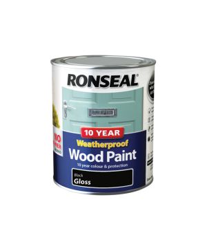 Ronseal 10 Year Weatherproof Paint - Black (Gloss) 750ml