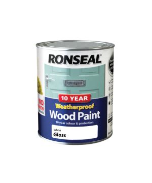 Ronseal 10 Year Weatherproof Paint - White Gloss 750ml