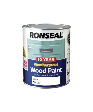 Ronseal 10 Year Weatherproof Paint - White Satin 750ml