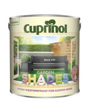 Cuprinol Garden Shades 2.5L Black Ash exterior wood paint in a tin
