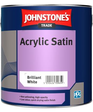 Johnstone's Acrylic Satin 2.5L in Brilliant White for wood and metal