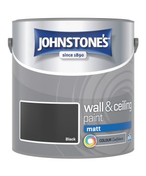 Johnstone's Wall & Ceiling Matt Paint in black, 2.5L tin
