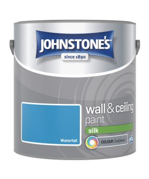 Johnstone's Wall and Ceiling Silk Paint in Waterfall, 2.5L tin of waterbased interior silk emulsion topcoat
