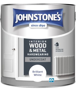 Johnstone's Hardwearing Undercoat Brilliant White 2.5L interior solvent-based wood and metal primer