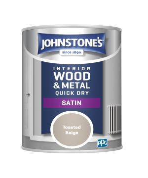 Johnstone's Quick Dry Satin Toasted Beige 750ml wood and metal paint tin