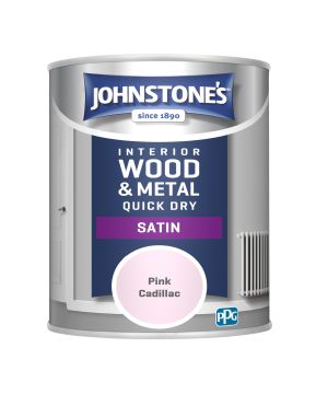 Johnstone's Quick Dry Satin wood and metal paint in Pink Cadillac, 750ml