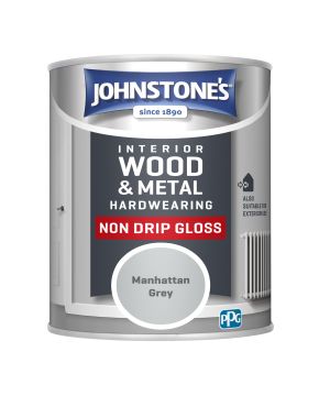 Johnstone's Hardwearing Non Drip Gloss paint in Manhattan Grey, 750ml wood and metal topcoat