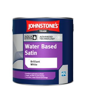 Johnstone's Trade Aqua Water Based Satin Brilliant White 1L wood and metal paint