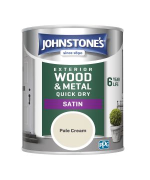 Johnstone's Exterior Quick Dry Satin Pale Cream 750ml wood and metal paint tin