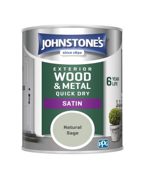 Johnstone's Exterior Quick Dry Satin Natural Sage 750ml wood and metal paint tin