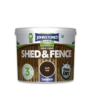 Johnstone's Shed & Fence 5L exterior topcoat in Dark Oak for rough sawn timber