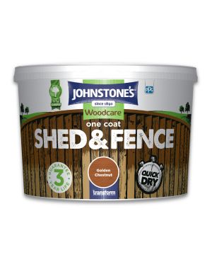Johnstone's Shed & Fence 9L exterior topcoat in Golden Chestnut