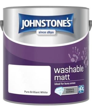 Johnstone's Washable Matt Paint in Pure Brilliant White, 2.5L tin
