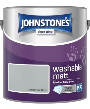 Johnstone's Washable Matt Paint Manhattan Grey 2.5L tin