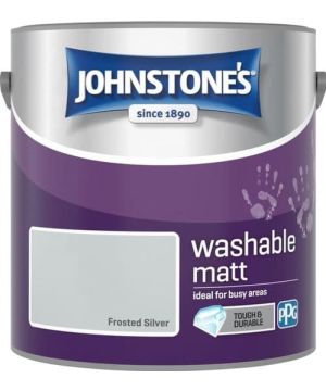 Johnstone's Washable Matt Paint in Frosted Silver, 2.5L tin