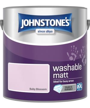 Johnstone's Washable Matt Paint in Baby Blossom, 2.5L tin with a durable matt finish