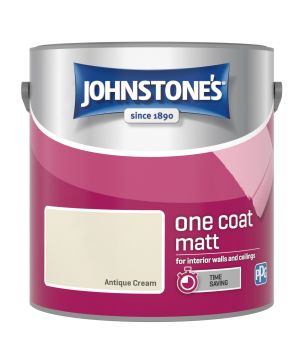 Johnstone's One Coat Matt Paint in Antique Cream, 2.5L tin