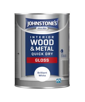 Johnstone's Quick Dry Gloss 1.25L Brilliant White paint tin
