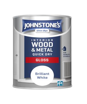 Johnstone's Quick Dry Gloss Wood & Metal Paint in Brilliant White, 750ml