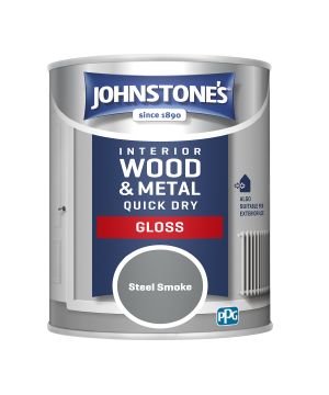 Johnstone's Quick Dry Gloss wood and metal paint in Steel Smoke, 750ml tin