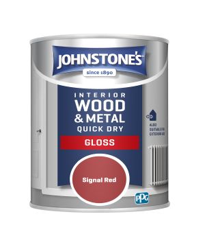 Johnstone's Quick Dry Gloss wood and metal paint in Signal Red, 750ml tin