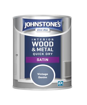 Johnstone's Quick Dry Satin 750ml wood and metal paint in Vintage Denim with a satin finish