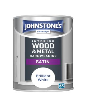 Johnstone's Hardwearing Satin Wood and Metal Paint in Brilliant White, 750ml