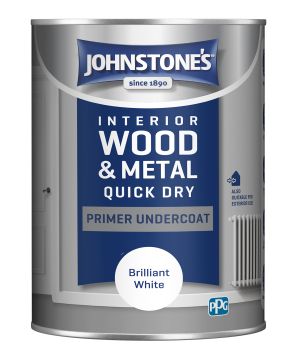Johnstone's Quick Dry Primer Undercoat in Brilliant White, 1.25L water-based wood and metal paint