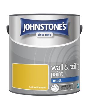 Johnstone's Wall & Ceiling Matt Paint in Yellow Diamond, 2.5L waterbased interior topcoat
