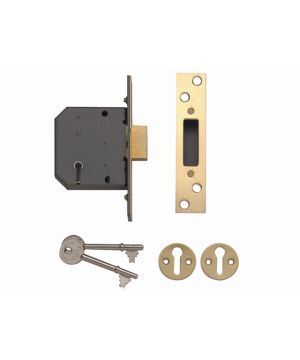 Yale PM552 5 Lever Mortice Dead Lock, 67mm in Polished Brass