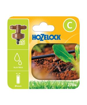 Hozelock 2784 In-Line Pressure Compensating Dripper 4 lph for 4mm systems, pack of 5