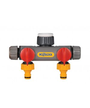 Hozelock 2252 2-Way Tap Connector with independent quarter turn valves