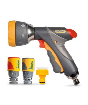 Hozelock 2371 Multi Spray Pro Gun Set with zinc alloy body and connectors