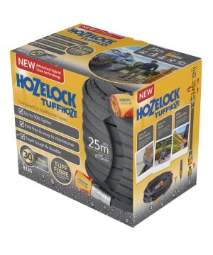 Hozelock 8125 Tuff Hoze - 25m hybrid garden hose with fittings