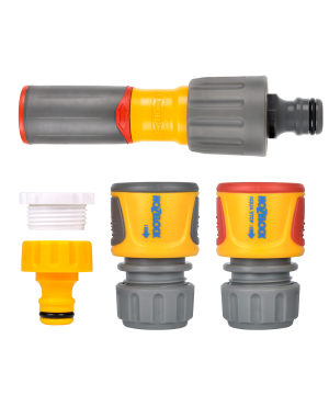 Hozelock 100-100-228 3 in 1 Nozzle Plus & Fittings Starter Set with 3 spray patterns