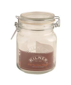 Kilner Square Clip Top Jar 1L glass storage jar with metal clip lid