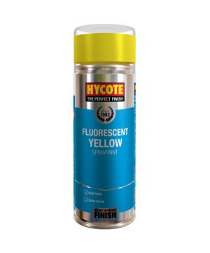 Hycote XUK472 400ml fluorescent yellow paint aerosol with matt finish
