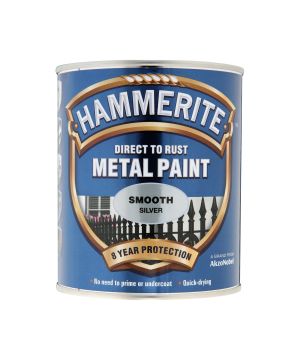 Hammerite Direct To Rust Metal Paint Smooth Silver 750ml