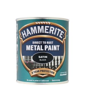 Hammerite Direct To Rust Metal Paint Satin Black 750ml