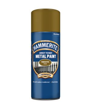 Hammerite Direct To Rust 400ml Aerosol Smooth Gold Metal Paint