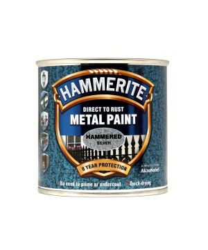 Hammerite Direct To Rust Metal Paint - Hammered Silver - 250ml tin