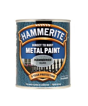 Hammerite Direct To Rust Metal Paint - Hammered Silver - 750ml