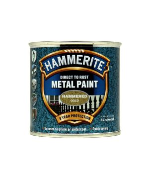 Hammerite Direct To Rust Metal Paint 250ml in Hammered Gold