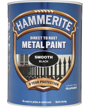 Hammerite Direct To Rust Metal Paint Smooth Black 5L