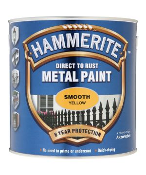 Hammerite Direct To Rust Metal Paint Smooth Yellow 2.5L tin