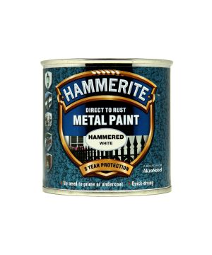 Hammerite Direct To Rust Metal Paint 250ml in Hammered White