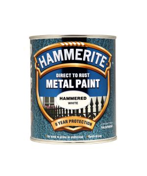 Hammerite Direct To Rust Metal Paint 750ml in Hammered White